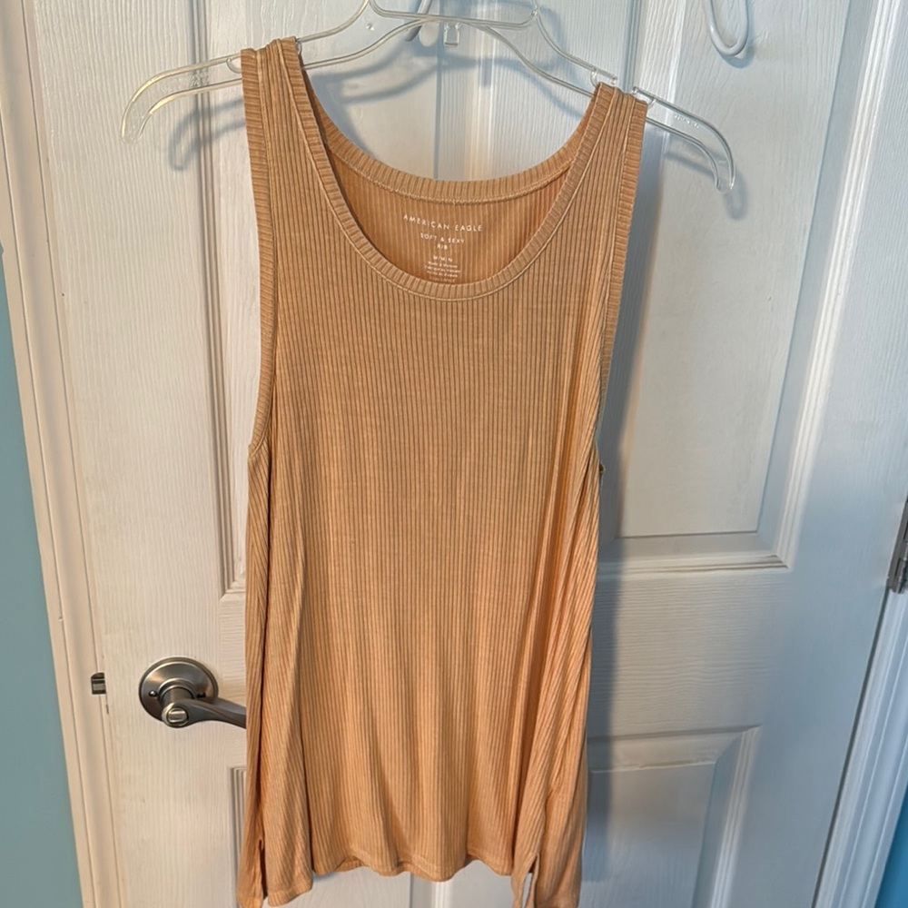 Women's Tan Ribbed Tank Top